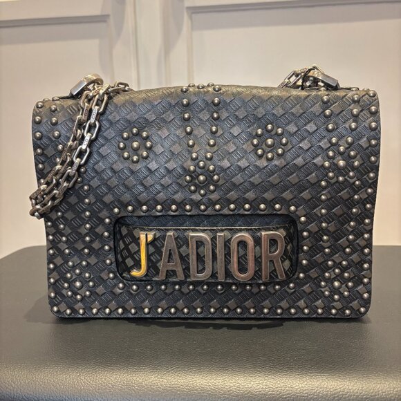Christian Dior J'Adior Flap Bag Studded Embossed Leather - Picture 1 of 12